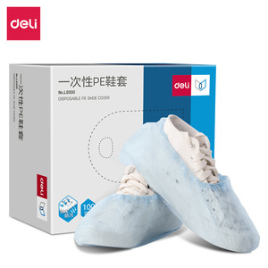 Deli Dustproof Shoe Covers 100 Pieces Pack Disposable Pe Material Light Blue Plastic For General Use - Product Image 3