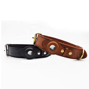 Smart Airtag Hunde halsband mit <span class=keywords><strong>GPS</strong></span> Großhandel Stocked Designer Personal isierte Luxus recycelte vegane Leder Haustier Leine Walking - Product Image 1