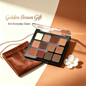 พาเลทอายแชโดว์วีแกน 12 สี เม็ดสีแน่น แมตต์ ชิมเมอร์ เกลี่ยง่าย ติดทนนาน เครื่องสำอางสำหรับดวงตา - Product Image 1