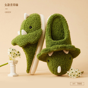 Home Winter Women Fluffy Slippers Cartoon Dinosaur Warm Fur Shoes Men Couple Non-slip Mute Bedroom Slipper <strong>Funny</strong> <strong>Flip</strong> <strong>Flops</strong> - Product Image 3