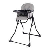 Chaise haute pliable compacte pour bébé avec plateau amovible et porte-gobelet, harnais à 5 points, coussin rembourré facile à nettoyer