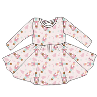 Robe longue à manches longues pour bébés, enfants, tout-petits, filles, hiver, Noël, imprimé personnages de dessins animés du Père Noël, douce, extensible, en soie de lait ODM