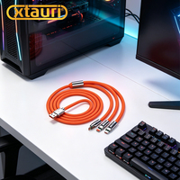 XTAURI BX086, Cable de Datos USB-C a Cobre Puro 3 en 1 de 120W con Carga Rápida, 2m, Revestimiento de Nailon para Teléfono e Impresora, Gran Venta