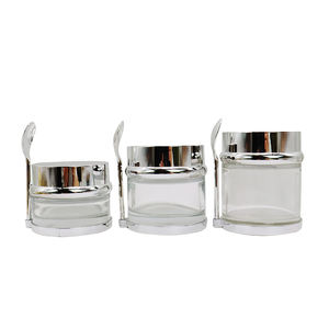 Pot en verre cosmétique de luxe écologique avec couvercle doré ou argenté et cuillère, disponible en 5g, 10g, 15g, 20g, 30g, 50g, 60g, 100g, pour crème et soin du visage - Product Image 4