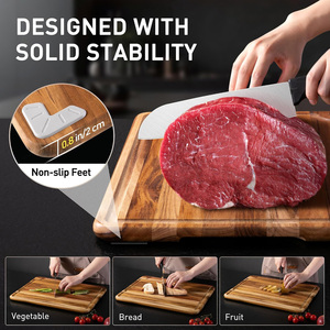 Ensemble de 3 planches à découper en bois de teck avec support pour la cuisine, non toxique, antidérapant, <span class=keywords><strong>planche</strong></span> à découper en bois pour servir des charcuteries, à placer sur l'évier - Product Image 6