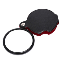 Loupe de poche pliable 8x50mm en cuir avec lentille en verre noire pour la lecture, les bijoux, la science et l'étude des pièces de monnaie