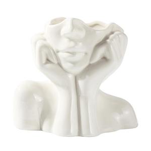 MSH Moderne Nordique Vases Décor Maison Bureau Décoration Blanc Céramique Vase Visage Pots Tête Forme Visage Vase - Product Image 6