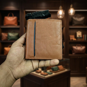 Portefeuille court pour homme en cuir de vache véritable, broderie lettre ouverte, motif étoile BS INTERNATIONAL, style tendance, imperméable, porte-cartes - Product Image 1