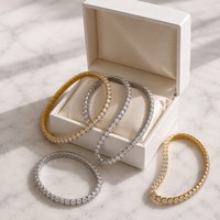 Listo para Enviar al por Mayor: Pulsera de Tenis de Acero Inoxidable 316L con Baño de Oro PVD de 18K y Circonitas, Impermeable, Inalterable, Joyería para Mujer