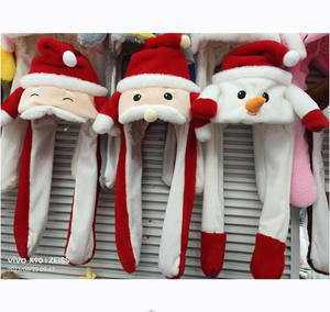 4 diseños Navidad LED sombrero de felpa lindo Santa barba movimiento nuevos sombreros de oreja dibujos animados invierno cálido <span class=keywords><strong>Airbag</strong></span> sombreros para niños adultos - Product Image 1