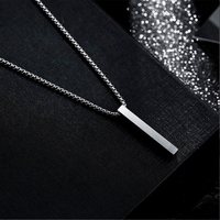 Collar con Colgante de Barra Vertical Simple con Logotipo Personalizado, Regalos para Parejas, Cuatro Barras Laterales