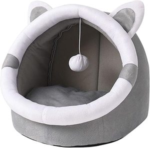 Cama para Gatos Acogedora Cueva Suave Textil Algodón Linda Casa para Mascotas Lavable Extraíble para Gatos y Perros Pequeños Cuatro Estaciones Cama Cálida para Mascotas - Product Image 5