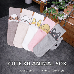 नए यूनिसेक्स स्पोर्ट हिपस्टर सोक्स महिलाओं के मजाकिया क्रू मोजे सुंदर कार्टून कुत्ते बिल्ली 3 डी पिल्ला पैटर्न वसंत के लिए बुना तकनीक - Product Image 3