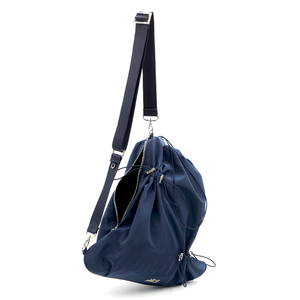 Three Dimensional String <b>Bag</b> Created From Contaminated Nylon <b>Fabric</b> In Misty Navy With A Light Weight Design - Product Image 1
