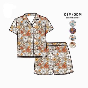 Conjunto de Pantalones Cortos sin Mangas para Bebés Niñas, de Bambú/Algodón Orgánico, OEM/ODM, Estampado Personalizado, Casual, Gran Venta - Product Image 5