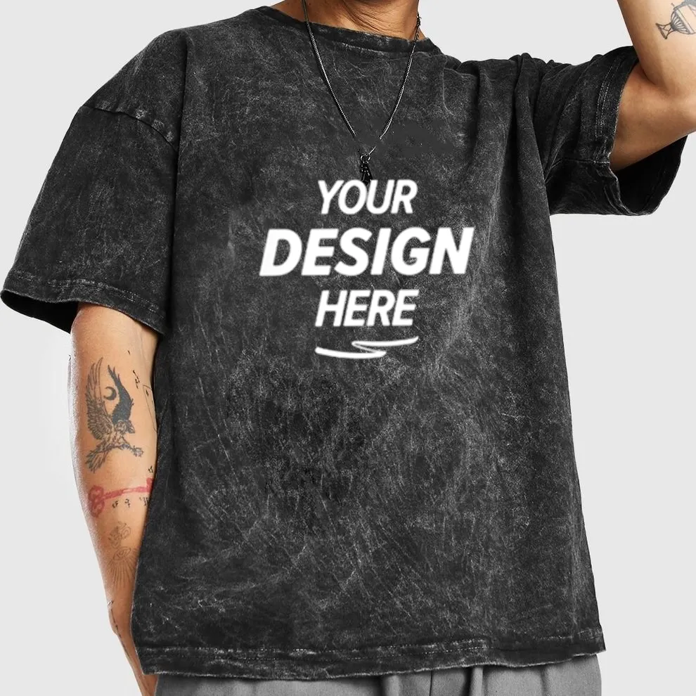 T-Shirt di marca Acid Wash T-Shirt oversize uomo Pre Blank T-Shirt in cotone pesante Bio 260Gsm magliette lavate Vintage personalizzate