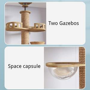 Arbre à Chats Luxe Moderne Multi-Niveaux Grand en Bois Massif Du Sol au Plafond Meuble Tour Plateforme de Saut et d'Escalade Emballage Carton - Product Image 4