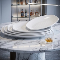 Assiette ovale en mélamine incassable de 9 pouces, couleur blanc pur, assiette en plastique poli pour restaurant, assiettes de service
