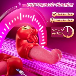 Volwassen Rose <span class=keywords><strong>Sex</strong></span> Thuring Vibrator Dildo 10 Vibratie Modi G-Spot Clit Anale Stimulator Discrete Koppels Seksspeeltje 10 Likken Swing - Product Image 6