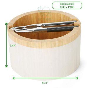 Ensemble de bols à casse-noix en bois naturel avec outil de casse-noix en métal - Product Image 6