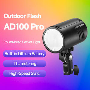 <span class=keywords><strong>Godox</strong></span> <span class=keywords><strong>AD100Pro</strong></span> haute vitesse 100W Flash de photographie d'extérieur TTL Mini lampe de poche portable réflexe à objectif unique pour professionnel - Product Image 2