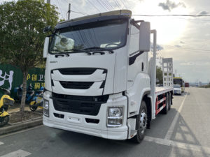 6x4 380HP 20 Ton Heavy Duty Flatbed <b>Truck</b> 10 Wheeler Low <b>Bed</b> Machinery Transporter Lorry with Spring Ramp - Product Image 3