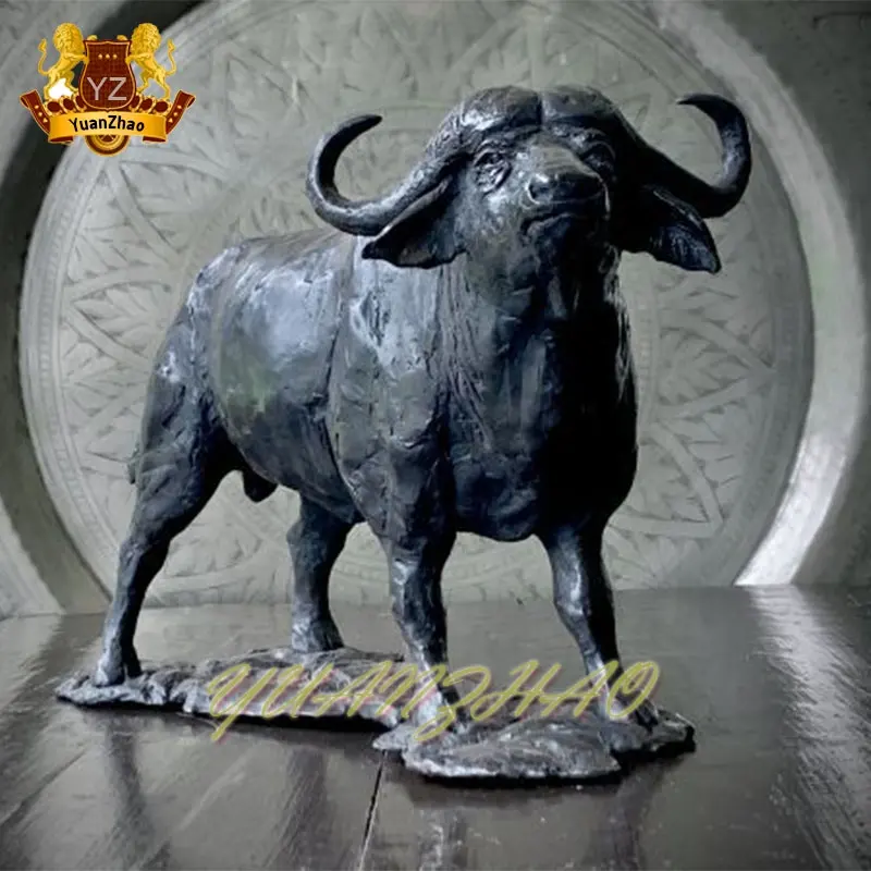 Çin fabrika sıcak satış yaşam boyutu bronz buffalo heykeli dış dekorasyon için