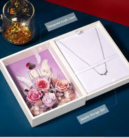 Boîte à bijoux en fleurs préservées au prix d'usine, boîtes Roja, cadeau de mariage, cadeaux pour femmes, Saint-Valentin, Nouvel An, Noël