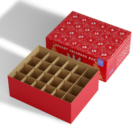 Boîte d'emballage de vin en carton ondulé réutilisable de conception personnalisée Boîte de calendrier de l'avent mystère de Noël de luxe personnalisée avec insertion