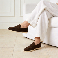 Mocassins pour hommes en daim de vache pleine fleur, style britannique, légers, doublés en microfibre, chaussures décontractées