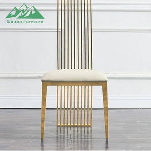 Chaise <span class=keywords><strong>de</strong></span> <span class=keywords><strong>salle</strong></span> à manger en acier inoxydable doré <span class=keywords><strong>de</strong></span> luxe, chaise en métal minimaliste moderne pour hôtel, restaurant, salon et mariage - Product Image 5