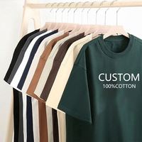 Cetak layar kustom Pro Club kualitas tinggi Terry 100% katun Mock leher kosong 300 Gsm uniseks ukuran besar kaus pria berat