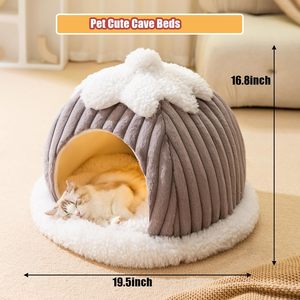 Kedi mağara yatak kapalı kediler için-kedi kubbe yatak makine yıkanabilir kayma dayanıklı alt, kabak kedi çadır yatak yatak, kedi yatak mağara - Product Image 3