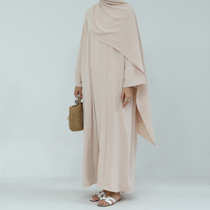 <span class=keywords><strong>Abbigliamento</strong></span> Islamico Best Seller: Abaya in Poliestere Stropicciato Stile Turco, Set Modesto a Due Pezzi per Donne Musulmane - Product Image 4