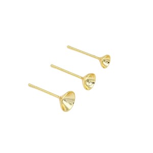 Postes para pendientes con forma de copa, chapados en oro de 18 quilates, de cobre, para la fabricación de pendientes, accesorios de joyería de forma redonda. - Product Image 5