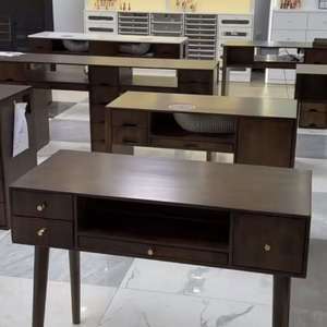 Table de manucure rétro en bois massif avec tiroirs, design minimaliste, ensemble de meubles de salon - Product Image 1