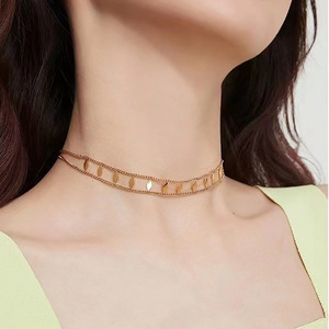 Collier ras du cou pour femme, style sexy et cool, en acier titane plaqué or 18 carats, ne ternit pas - Product Image 1