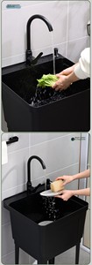 Ensemble d'évier de cuisine moderne multifonctionnel de style farmhouse, capacité de 55 L, en plastique, lavabo portable pour salle de bain - Product Image 3