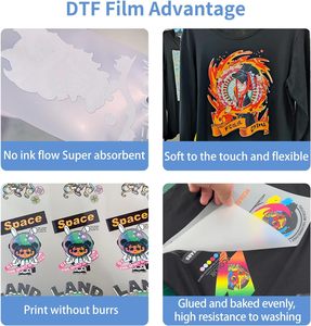 Feuilles de film de <span class=keywords><strong>transfert</strong></span> DTF jet d'encre Film A4 pour imprimante DTF par sublimation Papier de <span class=keywords><strong>transfert</strong></span> mat direct sur film pour T-shirts et tissus - Product Image 5