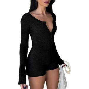 Combinaison longue en maille pour femme Voikerdr, taille haute, sexy, style club, une pièce, tenue respirante pour le streetwear - Product Image 3