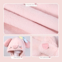 Pyjama unisexe en peluche polyester mignon, style cape, avec capuche, motif petit cochon, idéal pour les bureaux climatisés