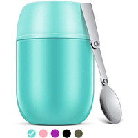 Boîte à lunch compacte en acier inoxydable de 16oz 24oz Conteneurs thermiques isolés sous vide à double paroi Flacon alimentaire avec cuillère pliable