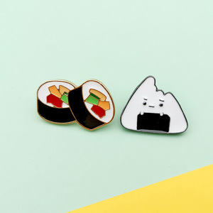 2024 Offre Spéciale métal artisanat personnalisé dessin animé boule de riz épinglettes Kawaii Japense Style alimentaire riz émail broche <span class=keywords><strong>Sushi</strong></span> pour vêtements - Product Image 4