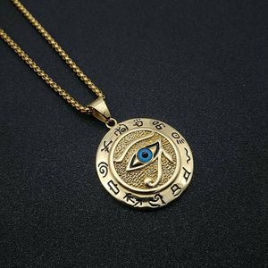 Pendentif œil d'Horus de l'Egypte ancienne, collier en acier inoxydable, bijoux cadeaux sur le thème du cercle - Product Image 2