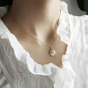 Korean Edition Jewelry 925 Sterling Silver Necklace Moon Design Gold Necklace Set Chain