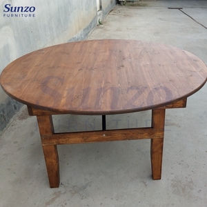 <span class=keywords><strong>Table</strong></span> <span class=keywords><strong>ronde</strong></span> de ferme d'événement en bois de pin rustique <span class=keywords><strong>Table</strong></span> de mariage et diamètre 150cm et 160cm 8-10 ensembles - Product Image 2