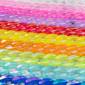 定制闪光亚克力包链AB色透明塑料彩虹色链配件别致亚克力饰品