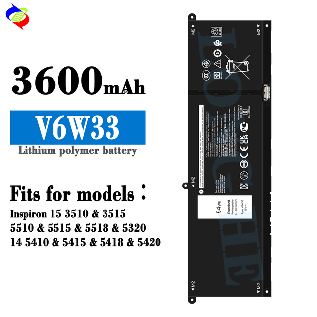 V6W33 Laptop Battery for Dell Inspiron 15 3510/3515/5510/5515/5518/5320 Inspiron 14 5410/5415/5418/5420 Lithium Ion Battery
