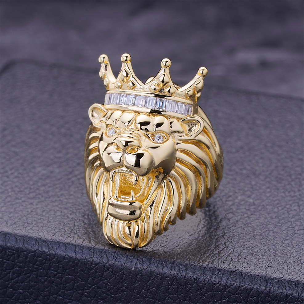 Best Selling 18K Gold Lion Ring Men's Punk Style Stainless Steel