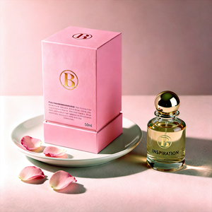 Custom Pink Perfume Rigid Box Art Paper Packaging Two Piece Perfume Box EVA Foam Insert Hot Stamping Embossed Cosmetic Case - Product Image 1